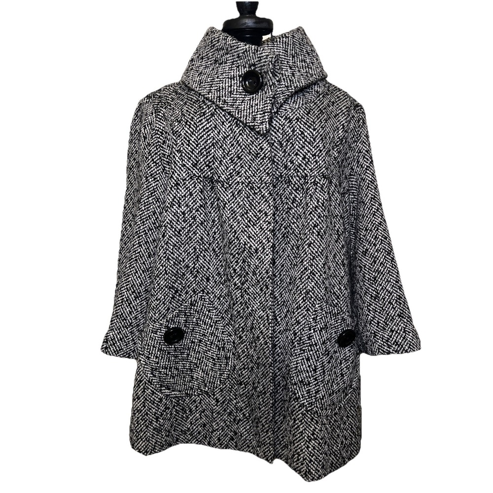 XXI Womens Jacket Large Tweed Textured Peacoat 3/4 Sleeve Y2K Coquette Academic